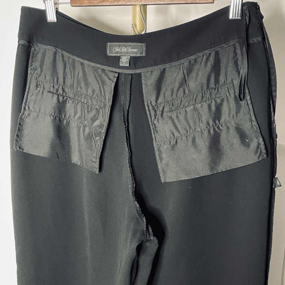Saks Fifth Avenue Black Wide Leg Crop Pants Size 8 - Picture 6 of 12